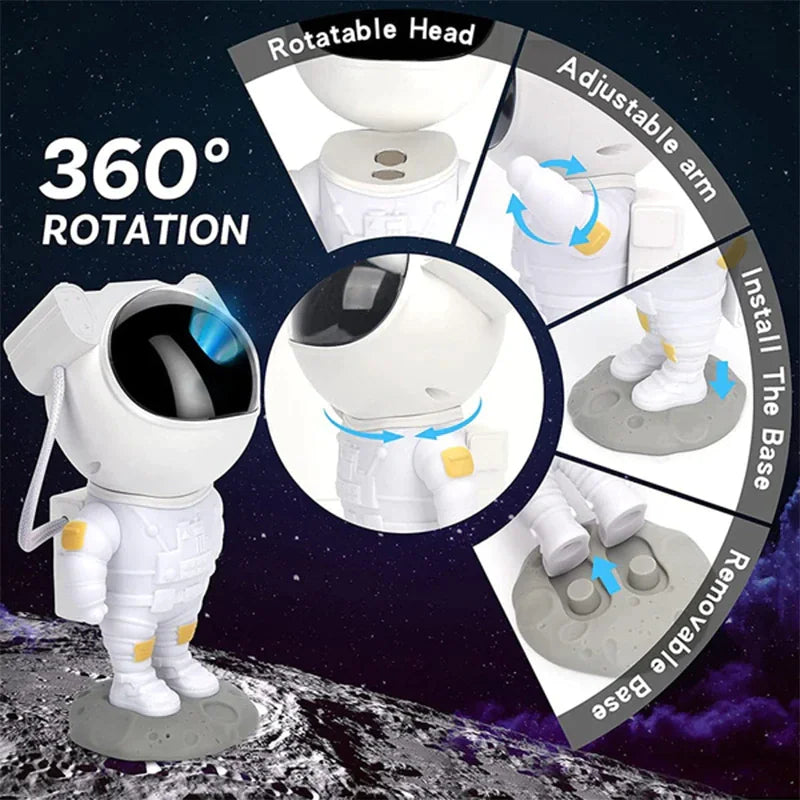 Astronaut Galaxy Projector Lamp – 360° Starry Sky Light with Remote